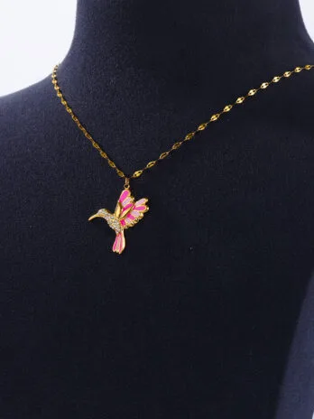 Collar Colíbri Rosa Gold