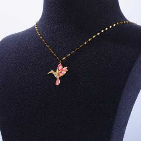 Collar Colíbri Rosa Gold - Imagen 2