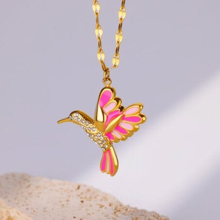 Collar Colíbri Rosa Gold