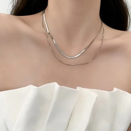 Collar Serpiente Doble Silver