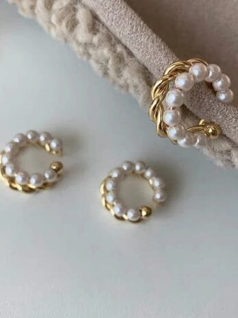 Earcuff Trenzado-Perlado Gold