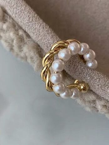 Earcuff Trenzado-Perlado Gold