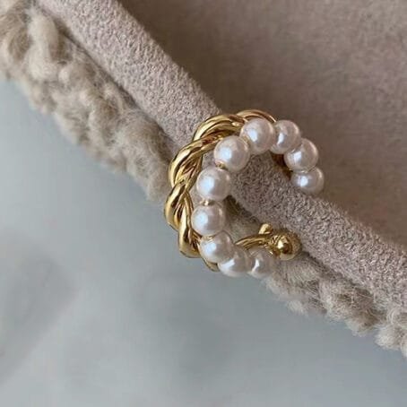 Earcuff Trenzado-Perlado Gold