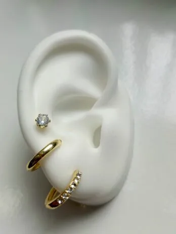 Set Mini Hoops + Topito Zircón Gold