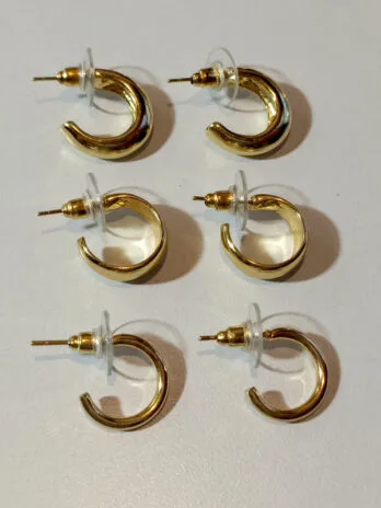 Set x3 Mini Hoops Lisos Gold