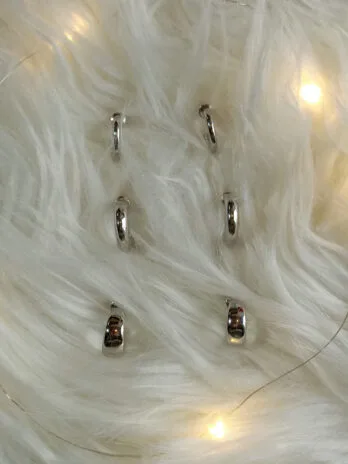 Set x3 Mini Hoops Lisos Silver