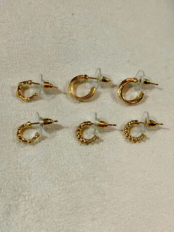 Set x3 Mini Hoops Texturas Gold