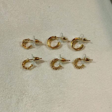 Set x3 Mini Hoops Texturas Gold - Imagen 2