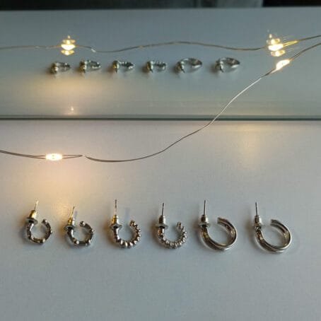 Set x3 Mini Hoops Texturas Silver - Imagen 2