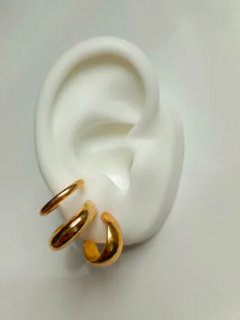 Set x3 Mini Hoops Lisos Gold