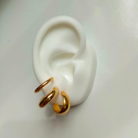Set x3 Mini Hoops Lisos Gold