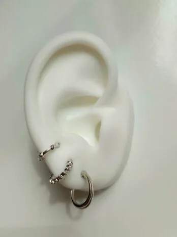 Set x3 Mini Hoops Texturas Silver