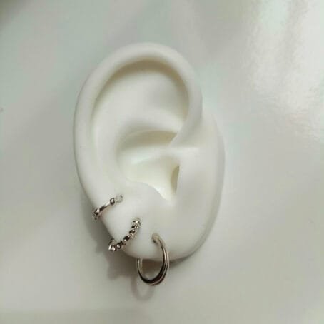 Set x3 Mini Hoops Texturas Silver