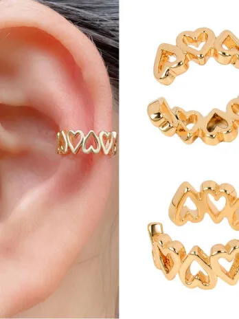 Set x2 Earcuffs Corazones Gold