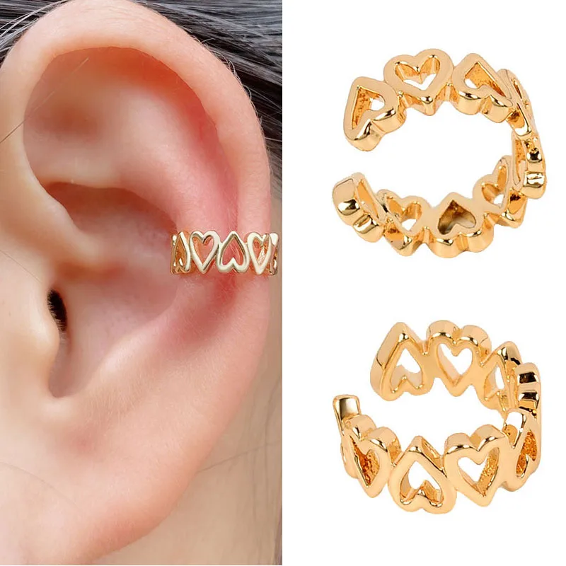 Set x2 Earcuffs Corazones Gold