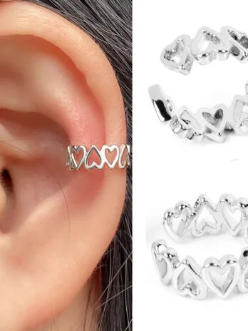 Set x2 Earcuffs Corazones Silver
