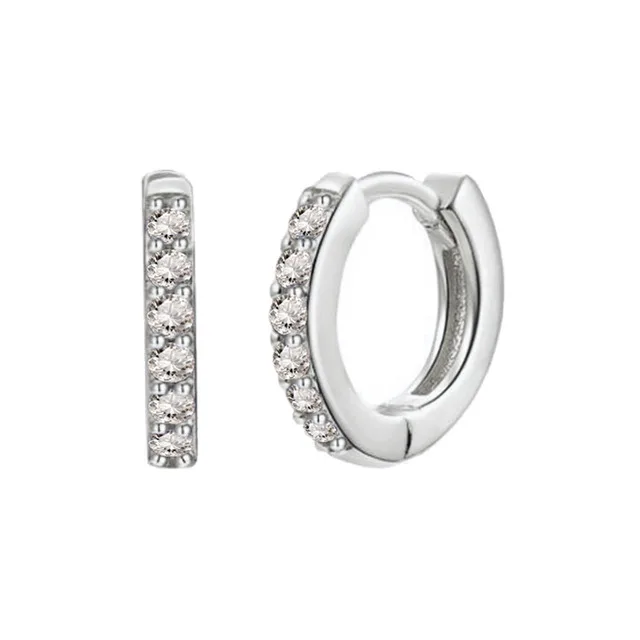 Mini Hoops Silver Zircón