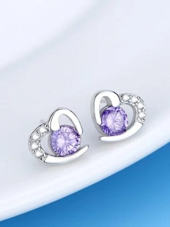 Topos Corazón Zircón Morado Plata 925