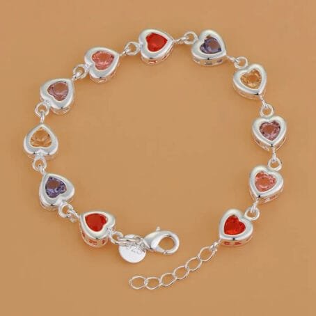 Pulsera Corazón Multicolor Plata 925