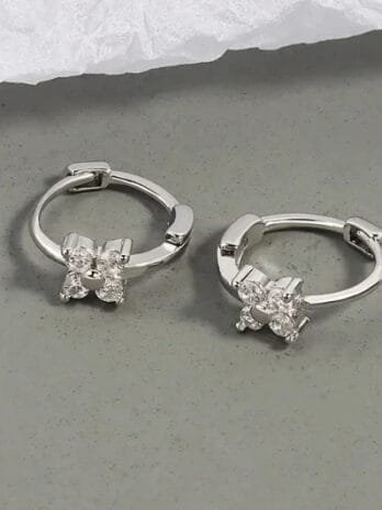 Mini Hoops Flor Silver