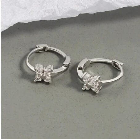 Mini Hoops Flor Silver