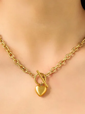 Collar Eslabones Corazón Dorado