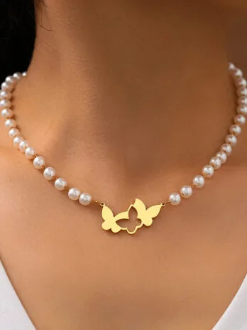 Choker Mariposa Perla Gold