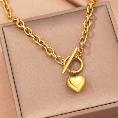 Collar Eslabones Corazón Gold - Imagen 2