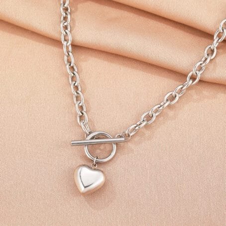 Collar Eslabones Corazón Silver