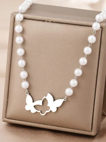 Choker Mariposa Perla Silver