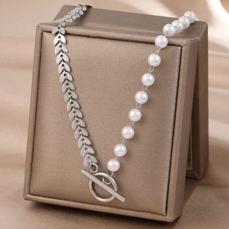Choker Hojas Bohemias Perla