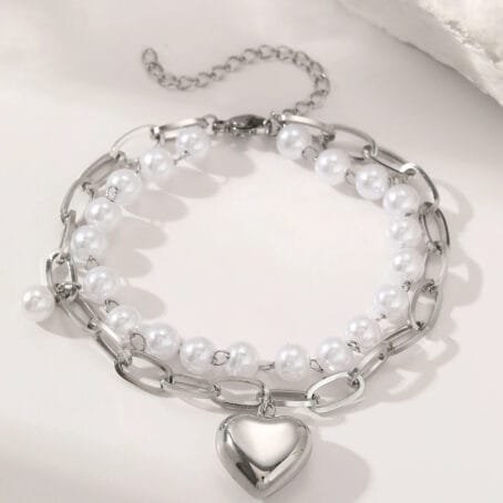 Pulsera Corazón Perla Silver - Imagen 3