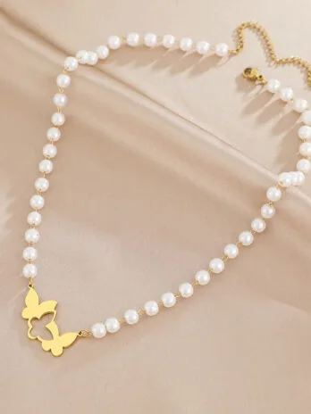 Choker Mariposa Perla Gold