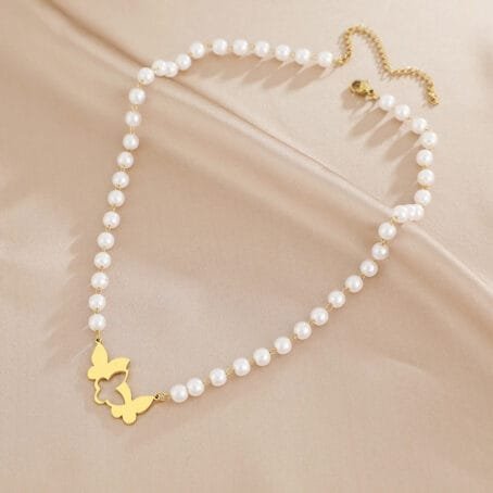 Choker Mariposa Perla Gold - Imagen 2