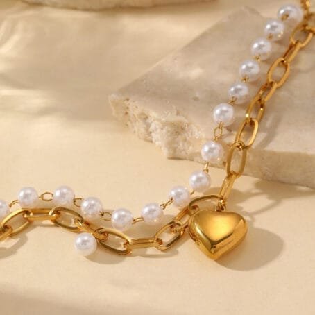Pulsera Corazón Perla Gold - Imagen 2