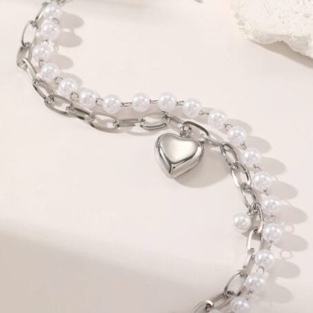 Pulsera Corazón Perla Silver - Imagen 2